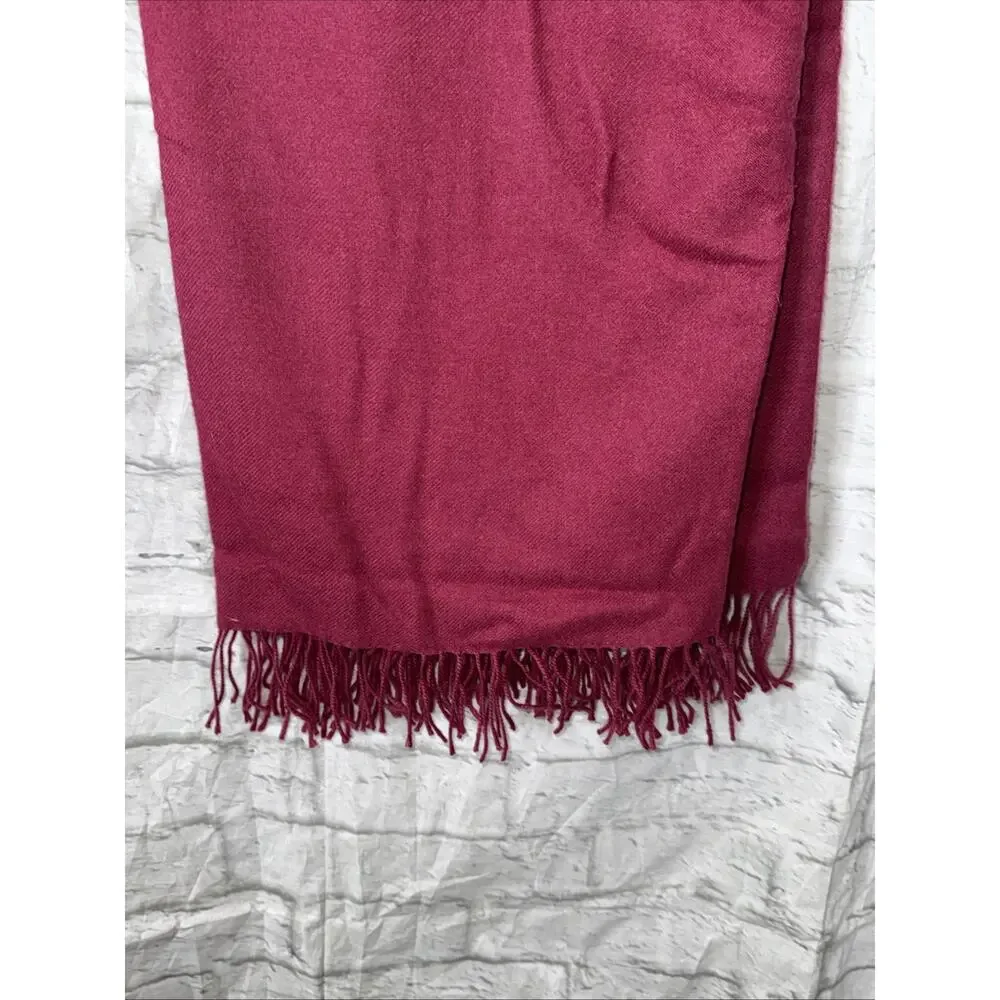 Alicia Adams 100% Baby Alpaca Burgundy Tassel Fringe Throw 51